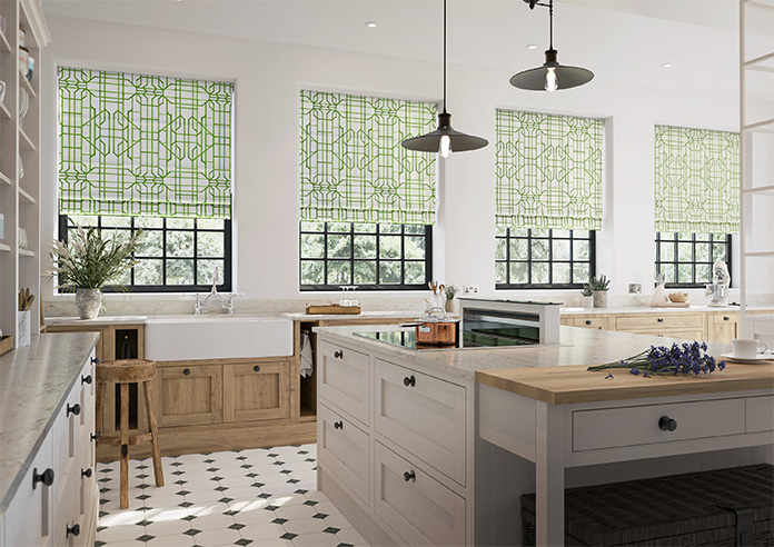 Bamboo Candy, Green White - Twist&Fit Roman Blind - Image 6